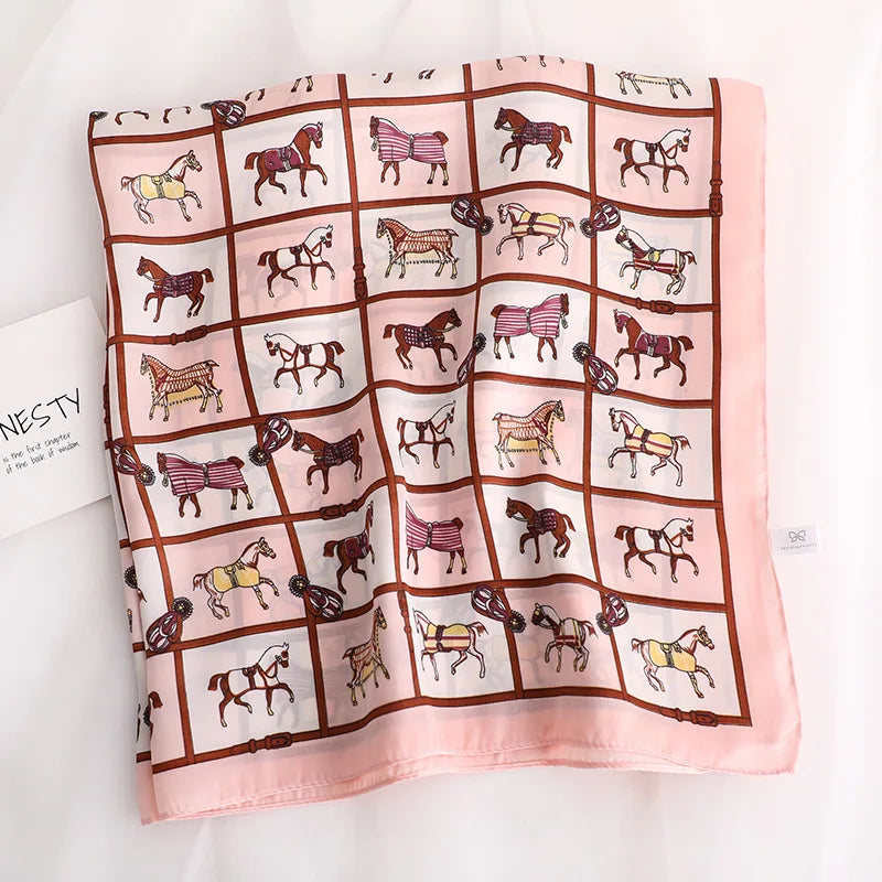 Luxury Silk Satin Headscarf for Women with Plaid Print - Smarsty