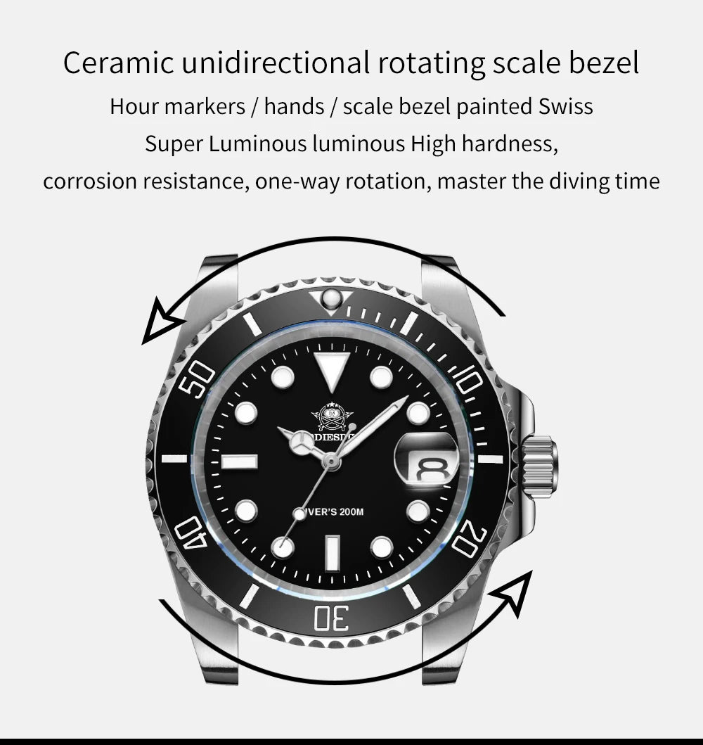 Addiesdive Waterproof Stainless Steel Men's Quartz Watch - Smarsty