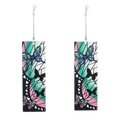 Acrylic Tanjiro Earrings for Women Anime Cosplay Jewelry - Smarsty