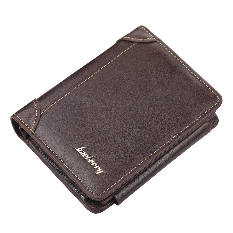 New PU Leather Men Wallets High Quality Zipper Short Desigh Card Holder Male Purse Vintage Coin Holder Men Wallets - Smarsty
