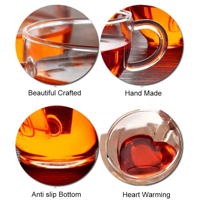 Heart Love Shaped Glass Mug for Couples - Smarsty