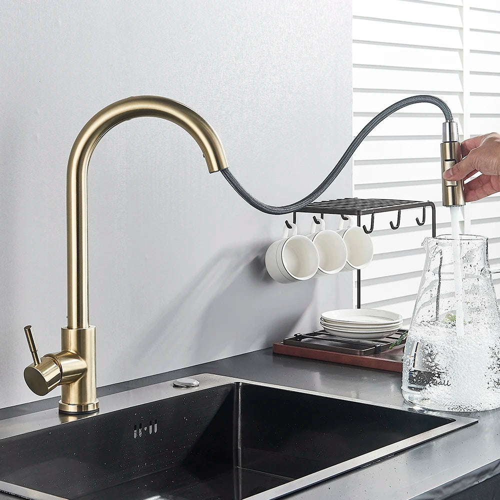 Pull Out Sensor Black Kitchen Faucet With Touch Control - Smarsty
