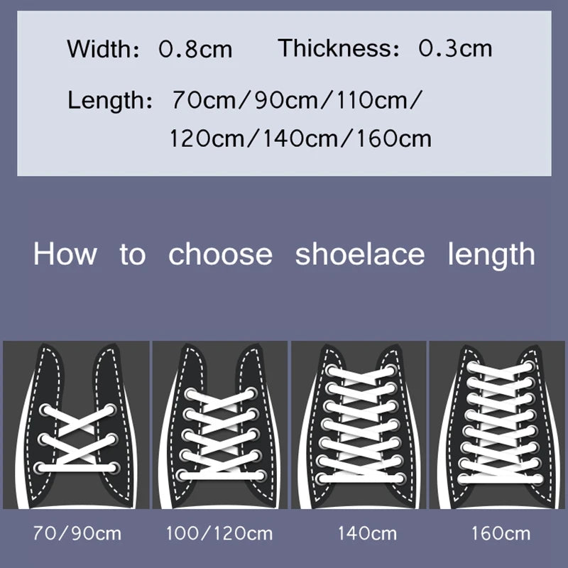 1Pair Classic shoelaces Flat black White Shoe Lace Double Fabric Non-slip Polyester Laces Casual Sport Shoestrings 100/120/140CM - Smarsty