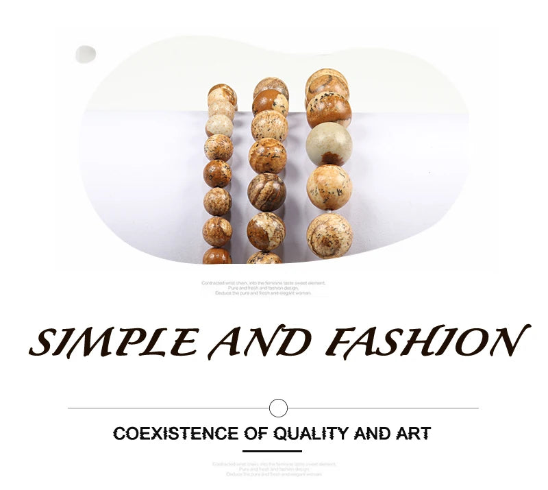 Natural Stone Bead Bracelet with Volcanic Lava - Smarsty