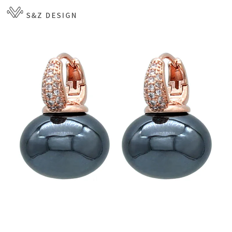 Fashion Pearl Dangle Earrings for Women with Cubic Zirconia - Smarsty