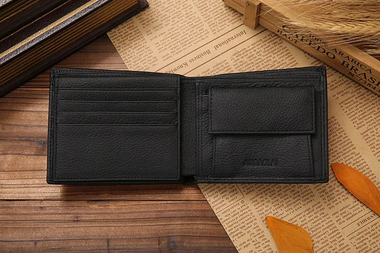Classic Short Genuine Leather Men Wallets Fashion Coin Pocket Card Holder Men Purse Simple Quality Male Wallets - Smarsty