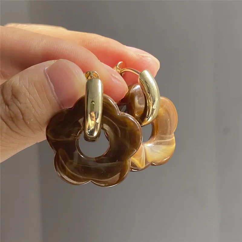 Multicolor Transparent Flower Drop Earrings for Women Fashion - Smarsty