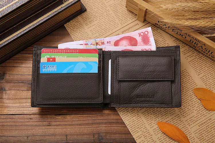 Classic Short Genuine Leather Men Wallets Fashion Coin Pocket Card Holder Men Purse Simple Quality Male Wallets - Smarsty