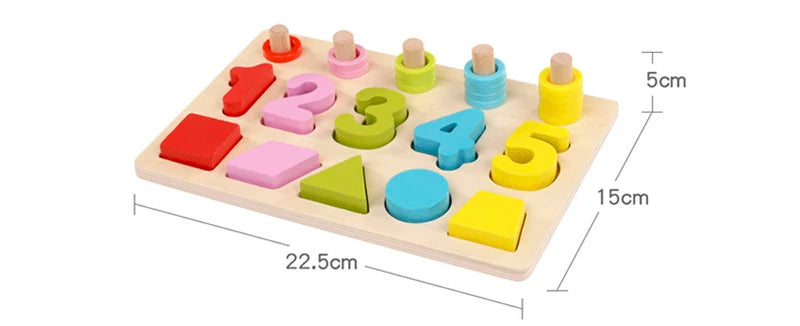 3D Preschool Children Educational Toys Wooden Montessori Arithmetic Magnetic Fishing Digital Shape Matching Building Block Toys - Smarsty