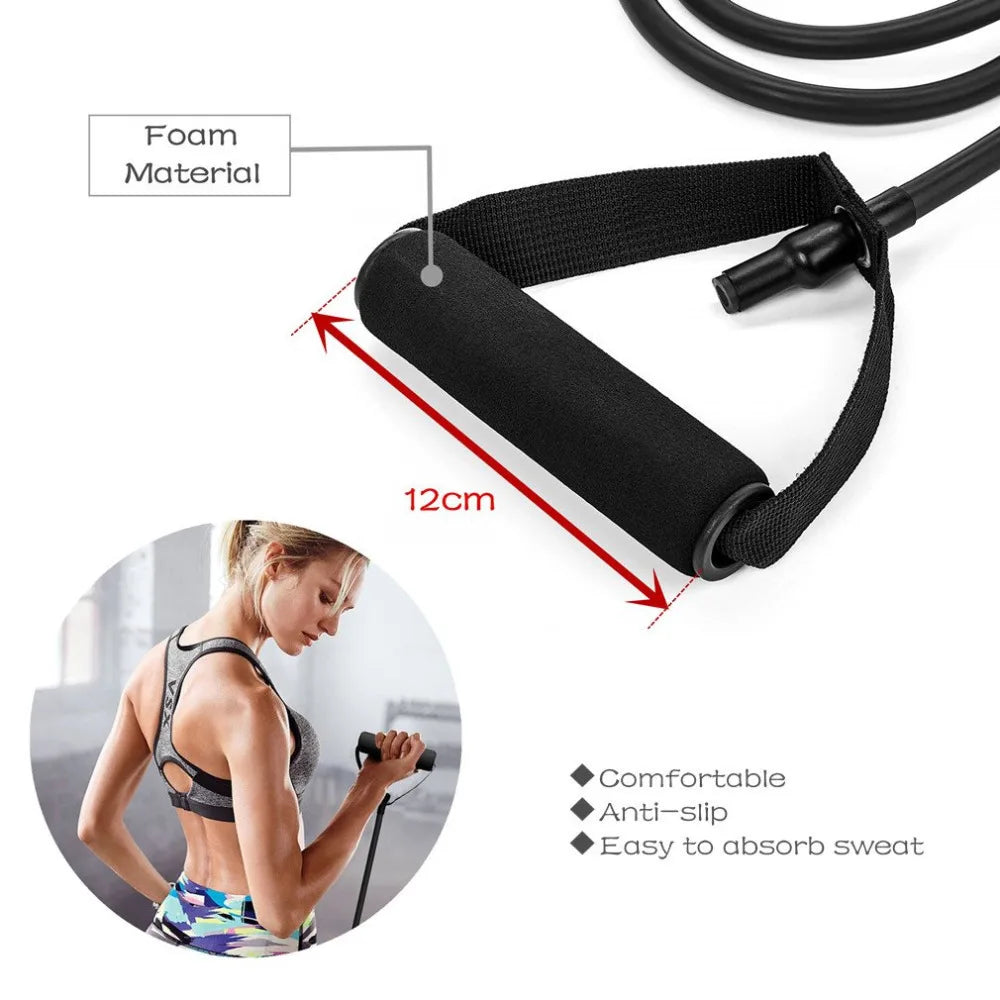 5 Levels Elastic Band With Handles Yoga Pull Rope Elastic Gym Fitness Exercise Tube Band For Home Workouts Strength Training by Smarsty
