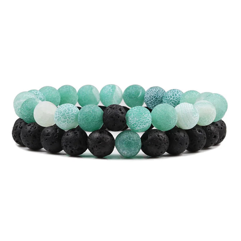 Couples Distance Lava Stone Yoga Bracelets Set - Smarsty
