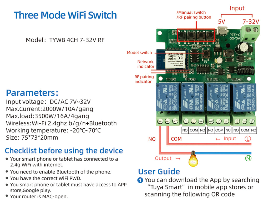 Smart WiFi Relay Switch Module with Alexa Compatibility - Smarsty