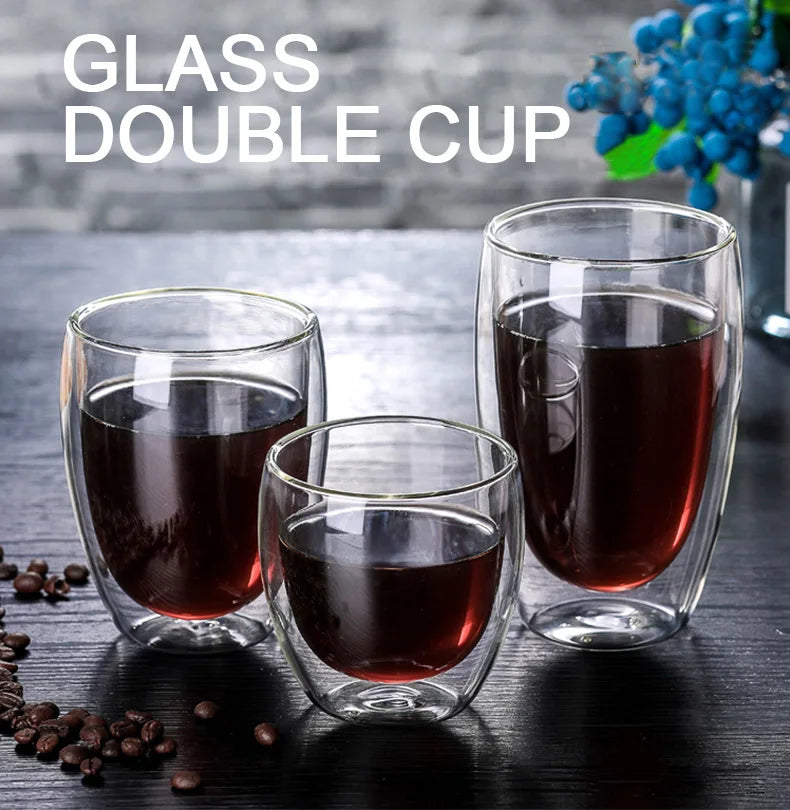 Double Bottom Thermal Glass Coffee Cup Set - Smarsty