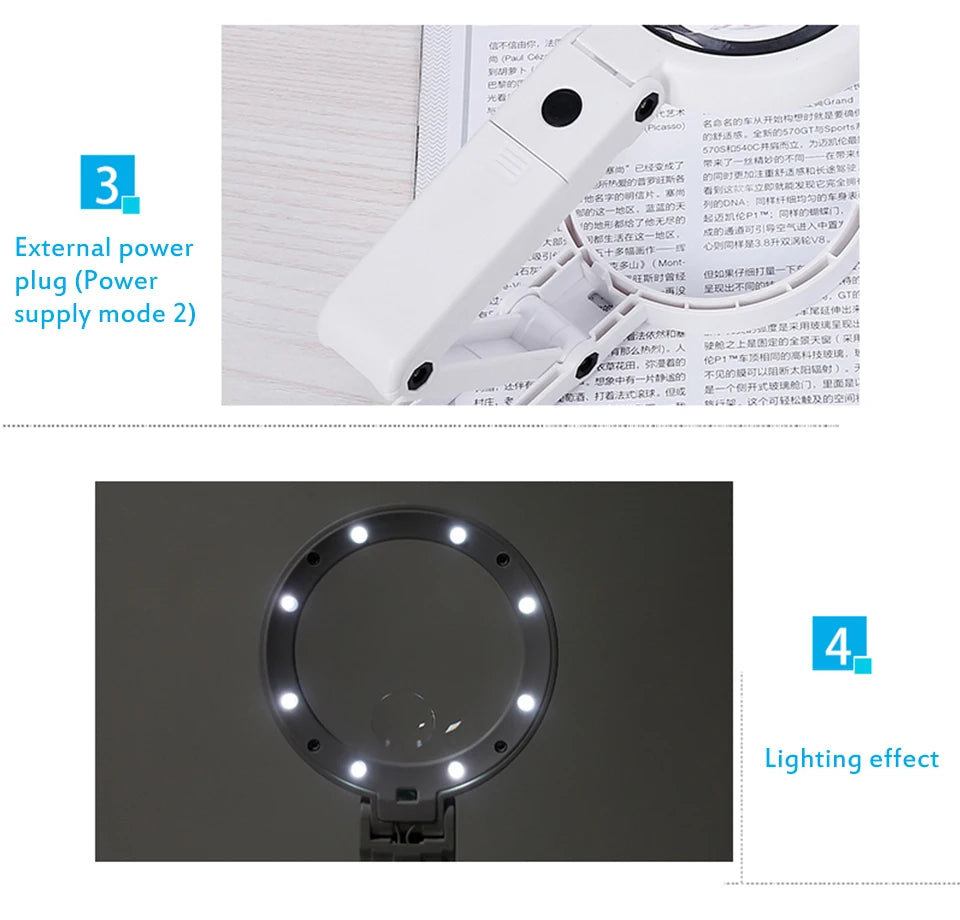 Portable Handheld Magnifying Glass with LED Light - Smarsty
