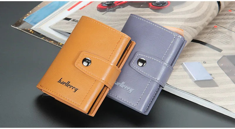 New RFID Men Card Wallets Hasp Small Card Wallets Slim Mini Men's Wallet High Qaulity Card Clip Photo Holder Short Male Purses