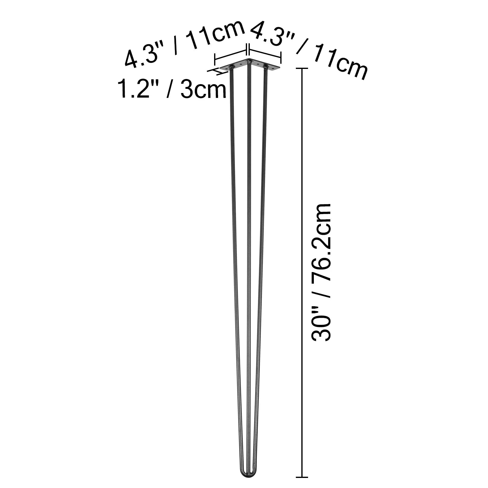 SucceBuy 4Pcs Metal Table Legs 16-40 Inch 3-Rod Hairpin Furniture Legs DIY Home Bench Dining Desk End Coffee Table Feet