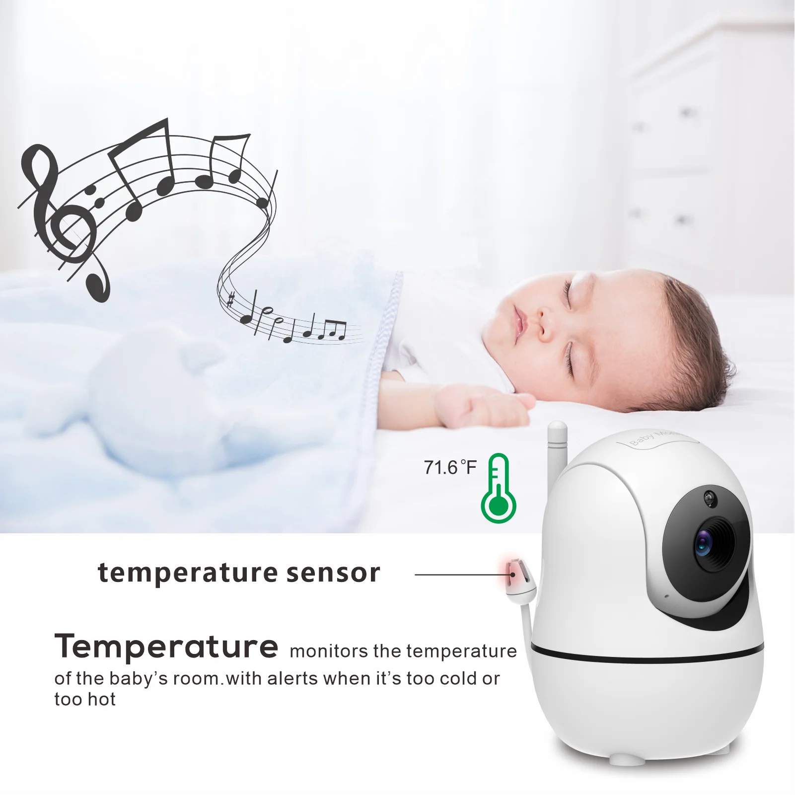 5 inch Video Baby Monitor with Two Camera and Audio, Night Vision, 4X Zoom, 1000ft Range 2-Way Audio Temperature Sensor Lullaby by Smarsty