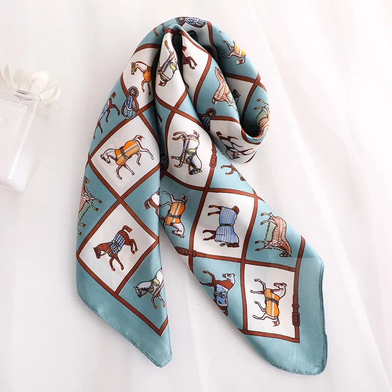 Luxury Silk Satin Headscarf for Women with Plaid Print - Smarsty