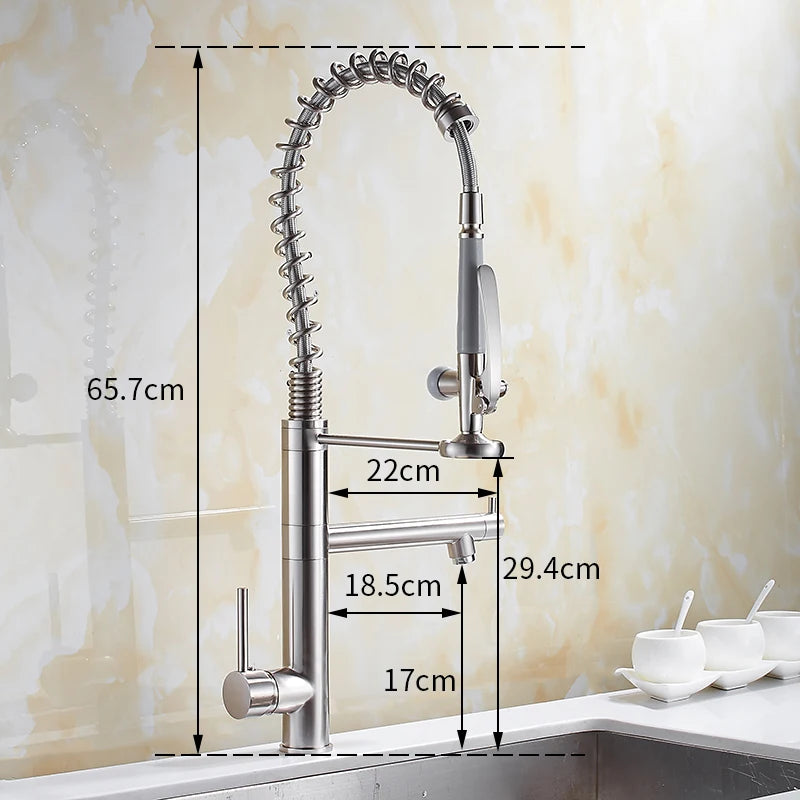 Chrome Brass Kitchen Faucet with Pull Out Spray - Smarsty