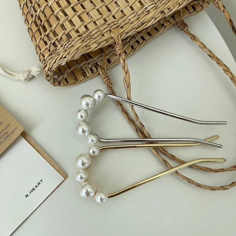 Korean Pearl Hairpins for Elegant Bun Styling - Smarsty