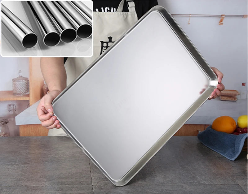 Rectangle Steamed Sausage Noodles Storage Trays Stainless Steel Fruit Dish Restaurant Hotel Kitchen Pastry Food Baking Plates by Smarsty