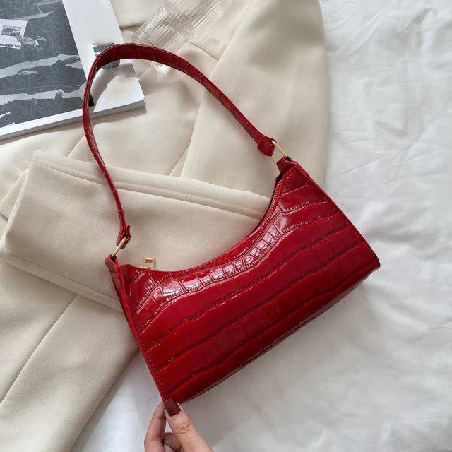 PU Leather Alligator Pattern Women Slim Shoulder Bag Purse - Smarsty