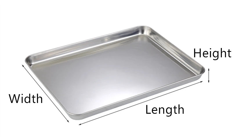 Rectangle Steamed Sausage Noodles Storage Trays Stainless Steel Fruit Dish Restaurant Hotel Kitchen Pastry Food Baking Plates by Smarsty