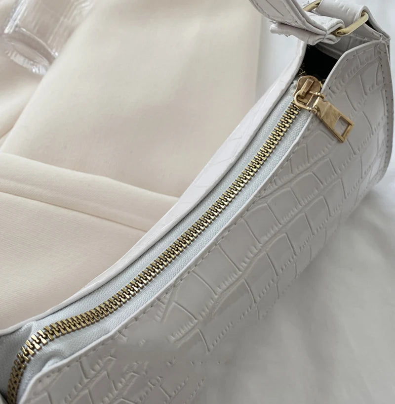 PU Leather Alligator Pattern Women Slim Shoulder Bag Purse - Smarsty