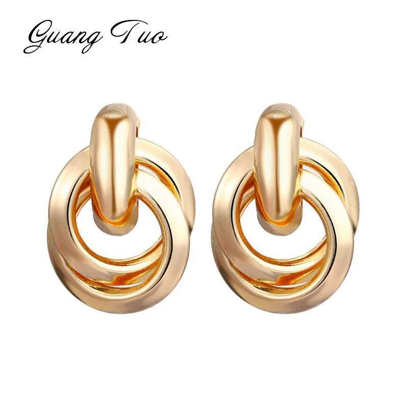 Gold Metal Drop Earrings with Irregular Heart Design for Women - Smarsty