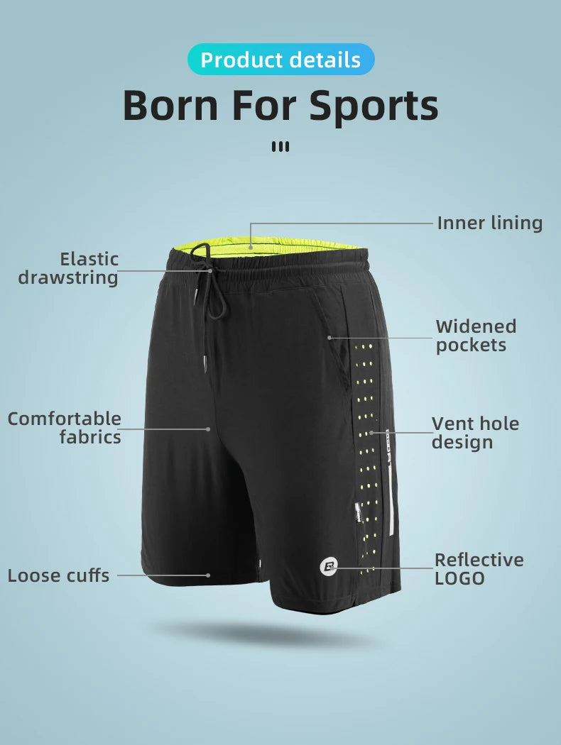 ROCKBROS Running Shorts Unisex Clothing Exercise Gym Shorts Spandex Jogging Fitness Breathable Cycling Outdoor Sports Asian Size - Smarsty