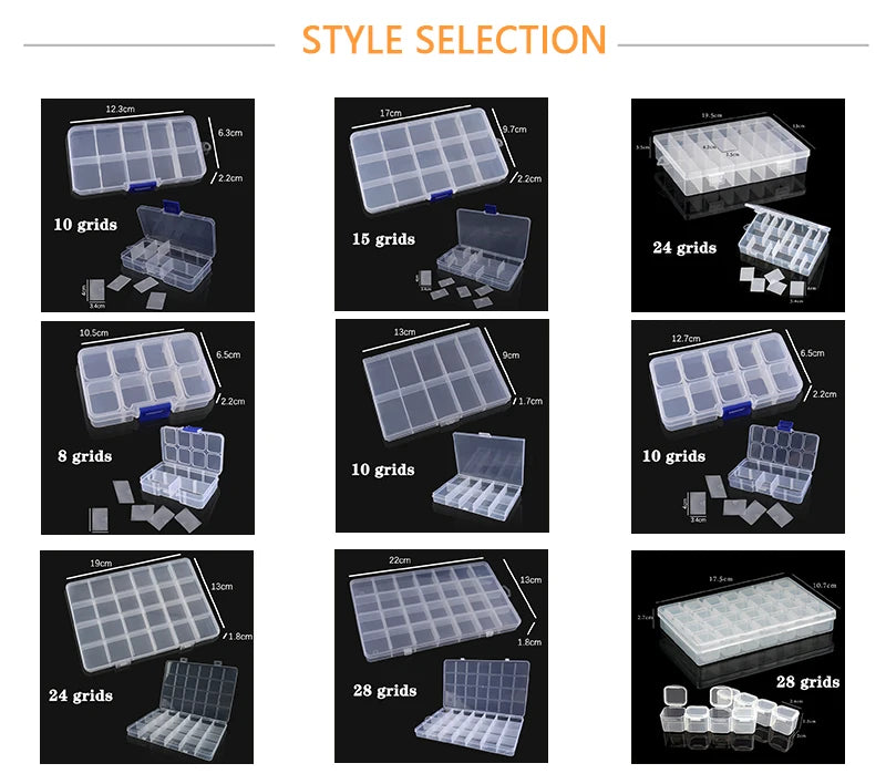 Adjustable Plastic Jewelry Storage Box with 10 Compartment Slots - Smarsty