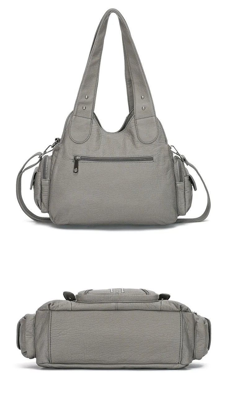 Angelkiss PU Leather Women Shoulder Bag Zipper Closure - Smarsty