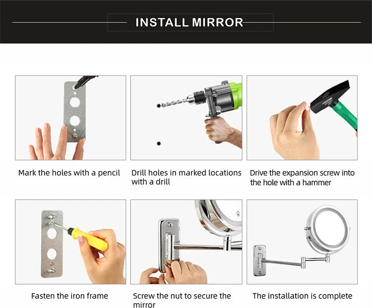 8 Inch Chrome Makeup Mirror with Dual Magnification - Smarsty