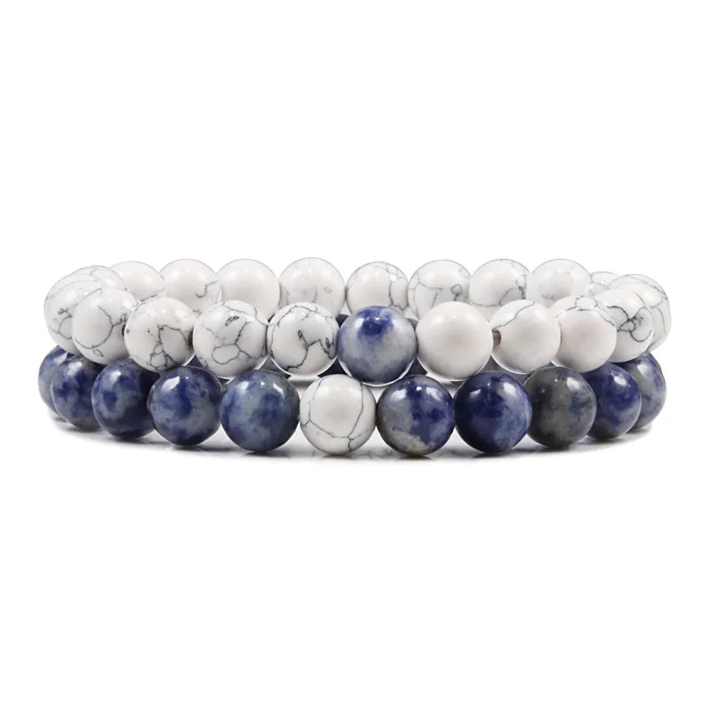 Couples Distance Lava Stone Yoga Bracelets Set - Smarsty
