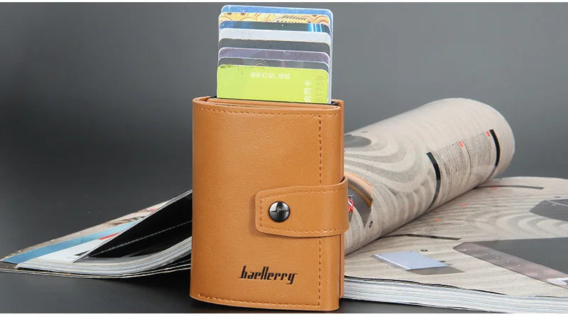 New RFID Men Card Wallets Hasp Small Card Wallets Slim Mini Men's Wallet High Qaulity Card Clip Photo Holder Short Male Purses