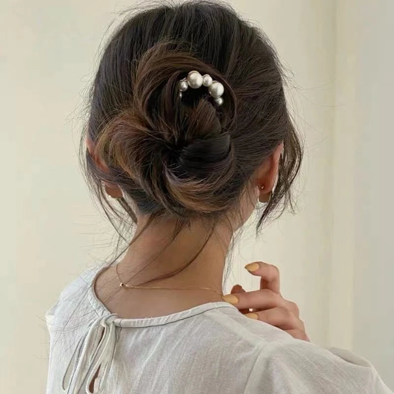 Korean Pearl Hairpins for Elegant Bun Styling - Smarsty