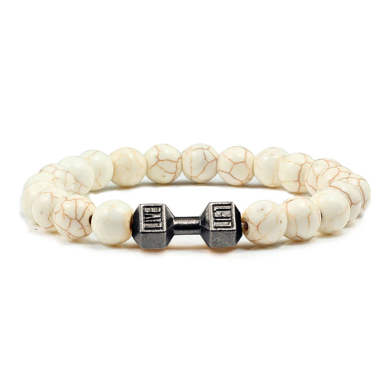 Natural Stone Dumbbell Bead Bracelet for Energy and Style - Smarsty