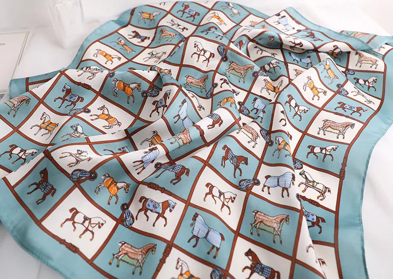 Luxury Silk Satin Headscarf for Women with Plaid Print - Smarsty