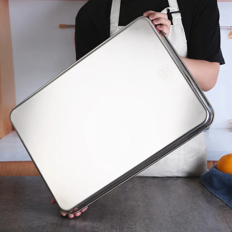 Rectangle Steamed Sausage Noodles Storage Trays Stainless Steel Fruit Dish Restaurant Hotel Kitchen Pastry Food Baking Plates by Smarsty