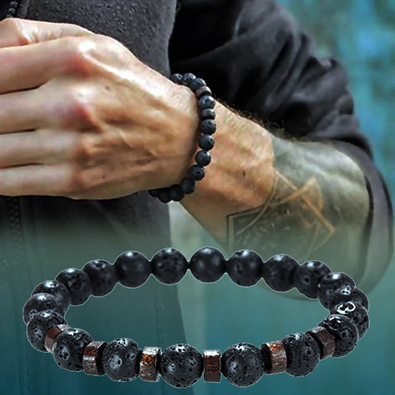 Volcanic Stone Bracelet for Men with Mood Tracking Feature - Smarsty
