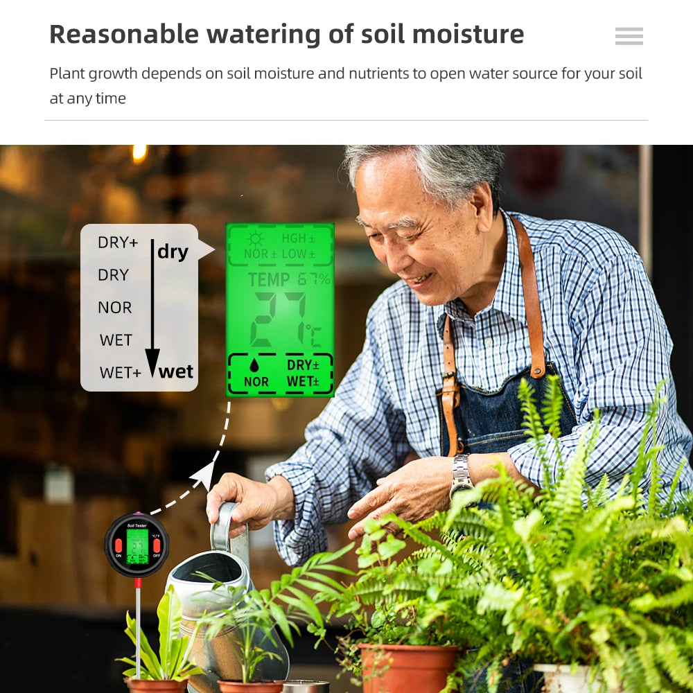 5 in 1 Soil Tester with Digital Readings for Garden Care - Smarsty