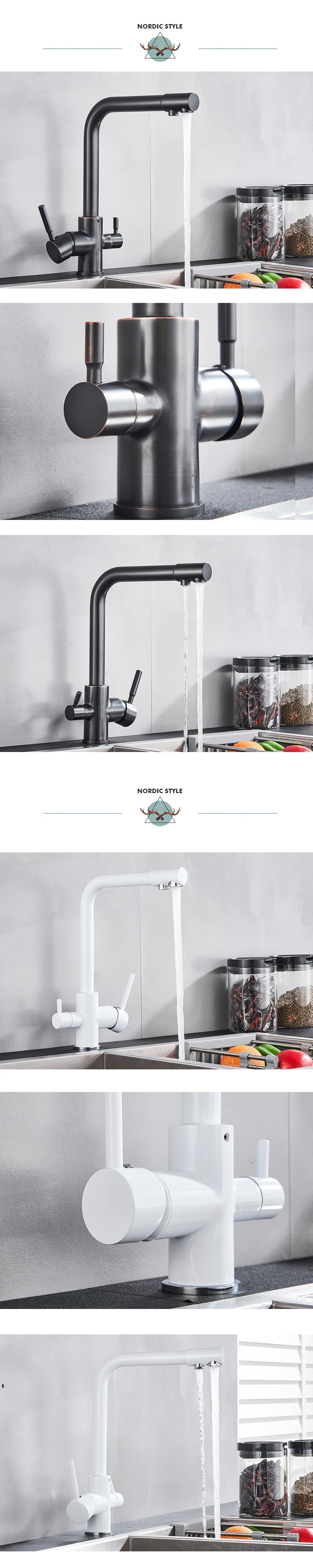 Black Grey Water Filter Kitchen Faucet with 360 Degree Rotation - Smarsty