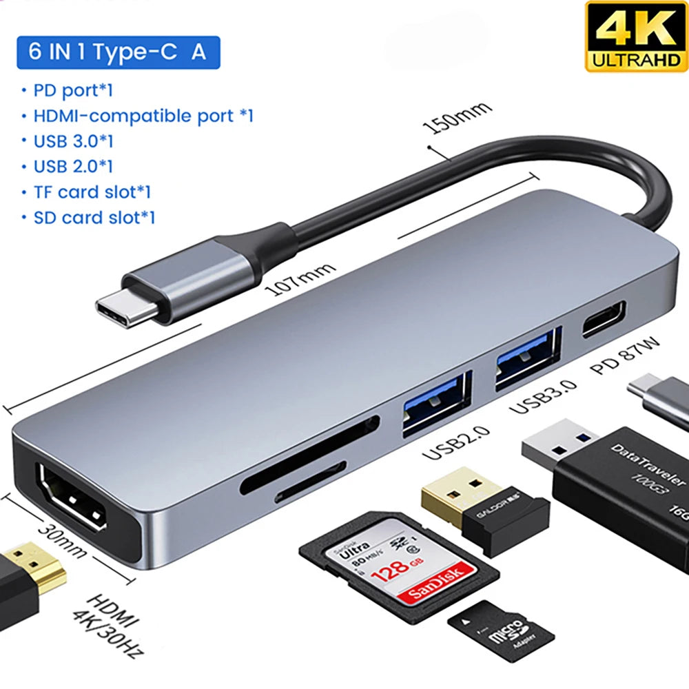 USB C Hub 4K HDMI Adapter With Multiport Thunderbolt