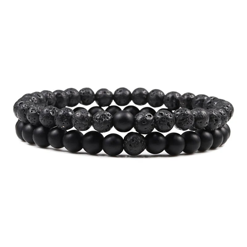 Couples Distance Lava Stone Yoga Bracelets Set - Smarsty