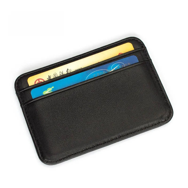 New Slim 100% Sheepskin Genuine Leather Men's Wallet Male Thin Mini ID Credit Card Holder Small Cardholder Purse For Man - Smarsty