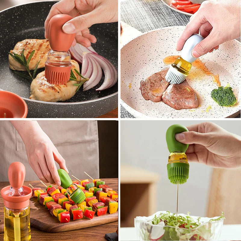 Portable Silicone Oil Bottle With Brush For Easy Cooking - Smarsty