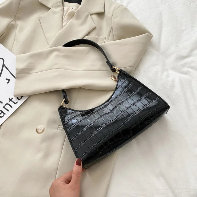 PU Leather Alligator Pattern Women Slim Shoulder Bag Purse - Smarsty