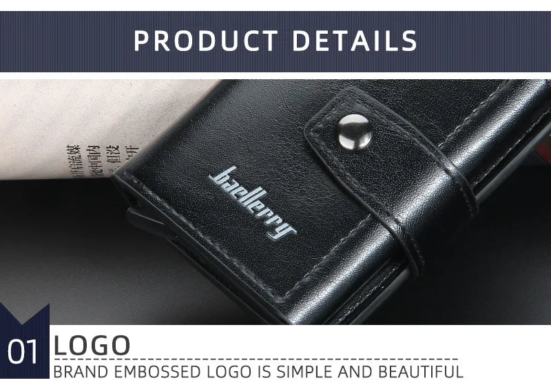 New RFID Men Card Wallets Hasp Small Card Wallets Slim Mini Men's Wallet High Qaulity Card Clip Photo Holder Short Male Purses