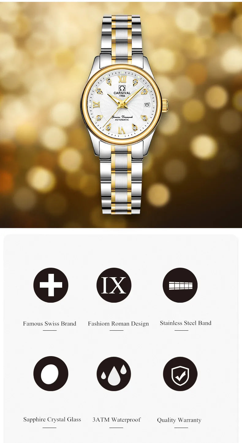 Carnival Luxury Women's Mechanical Watch with Sapphire Crystal - Smarsty