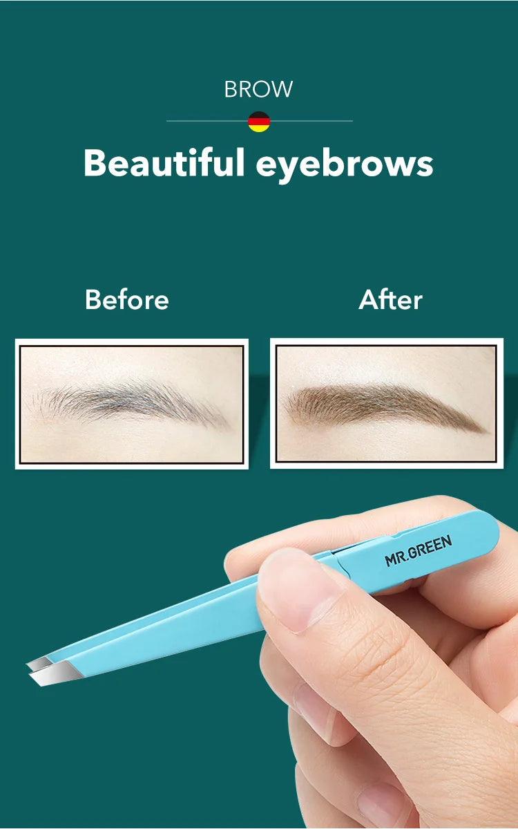 MR Green Stainless Steel Eyebrow Tweezers for Precision Hair Removal - Smarsty